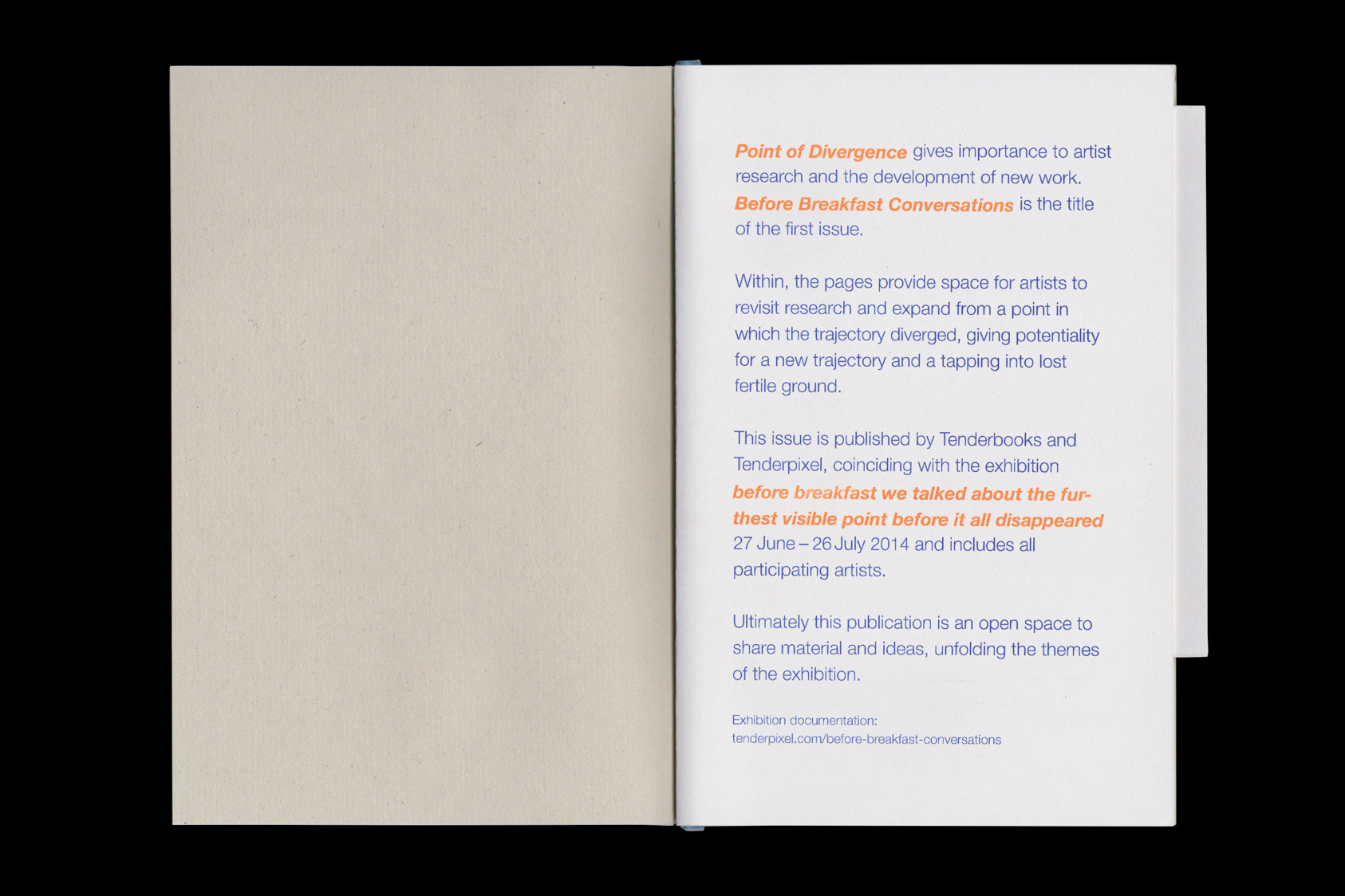 Point of Divergence - publication for Tenderbooks, 2014 by the agency for emerging ideas